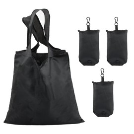 Ehuihuan Pack of 4 Foldable Shopping Bags, Fabric Bags, Foldable Shopping Bag in Bag, Reusable Shopping Bags, Waterproof, black