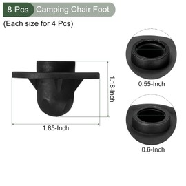 YOKIVE 8 Pcs Camping Chair Foot, Detachable Non-Slip Stool Feet Replacement Accessories, Great for Hiking Picnic Fishing Outdoor (Black, 14,15mm)