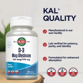Kal Vitamina D3 Y Magnesio Glycinate Con Bioperine Vegcaps                                                                                            