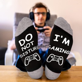 Dealswin Do Not Disturb I'm Gaming Socks, Gifts for Teen Boys, Christmas Gifts Ideas for Men,Dad,Son,Gamer Funny Game Socks (US, Numeric, 6, 12, Regular, Regular, Grey)