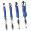 4Pcs Flush Trim Bit Set 6mm Shank Top Double Bearings