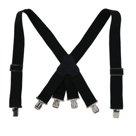 CTM® Men's Elastic Clip-End 2 Inch Fireman Suspenders, Black