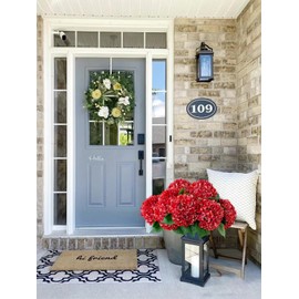 ZYTUYO 5 Pcs Orange Silk Hydrangeas Aritificial Flower Boho Dried Touch Hydrangeas 20'' Faux Hydrangeas for Fall Home Decor Kitchen Living Room Porch Wreath Xmas Wedding Flower Arrangement