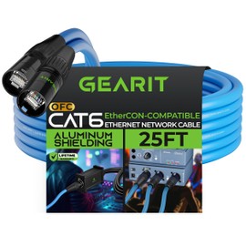 GearIT - Cable Ethernet CAT6, compatible con EtherCON (100 pies) RJ45 para audio profesional, blindado de aluminio, cobre última intervensión de oxígeno, 25 pies, color azul