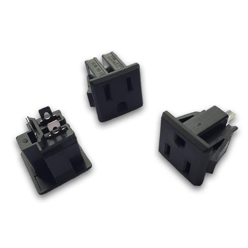 Panel Mount Outlet Power Socket 10Pcs US Plug 3 Pins