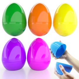 6 Inch Jumbo Filable Easter Eggs (6 Pack) Six Colorful Bright Plastic Easter Eggs, Stands Upright, Perfect for Easter Egg Hunt, Surprise Egg, Easter Hunt, Assorted Colors, 6" Giant Filable Eggs 6 Pack