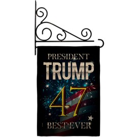 Trump 46 Best Ever Burlap Garden Flag Set Wall Holder Patriotic President Democrat Republican Tea Party United State American Election Small Gift Yard House Banner Double-Sided Made In USA 13 X 18.5