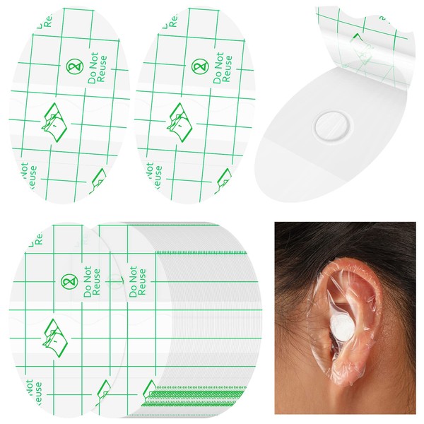 60 Pieces Baby Waterproof Ear Stickers Ear Covers for Swimming Shower Ear Protectors with Ear Plugs for Kids Newborn Disposable Ear Covers for Shower Surfing Snorkeling and Other Water Sports (White)