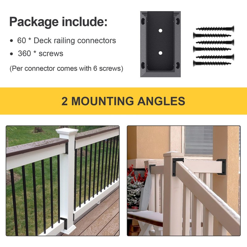 Goovilla Deck Railing Bracket, 60PCS Deck Railing Connectors for 2x4