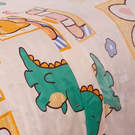 Comfy Deal Hight Thread Count Super Soft Microfiber Kid Breathable Bed Sheet Set with Pillowcase, Flat and Fitted Sheet (Full, Dinosaurs, Rabbit & Teddy Bear)