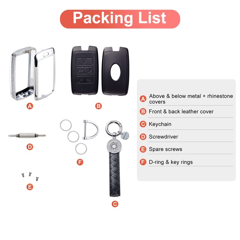 SHANGHONG for LAND ROVER Key Fob Cover with Keychain, Genuine