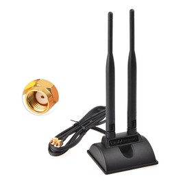 Eightwood WiFi Antenna with RP-SMA Male Connector, 2.4GHz 5GHz Dual Band Antenna Magnetic Base for PCI-E WiFi Network Card USB Adapter Wireless Router