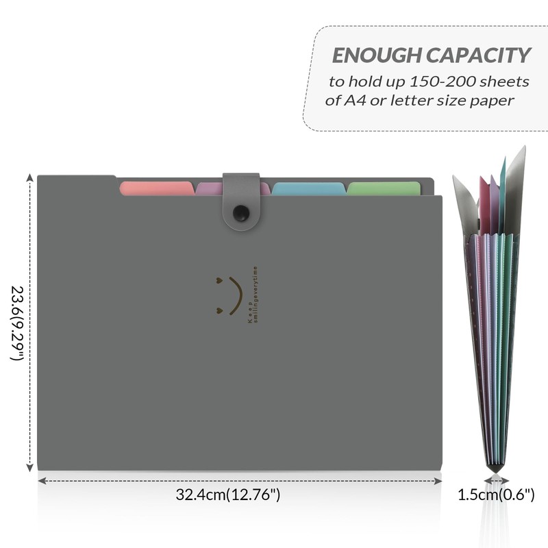 SKYDUE Expanding File A4, Folder with Compartments, Document Folder with