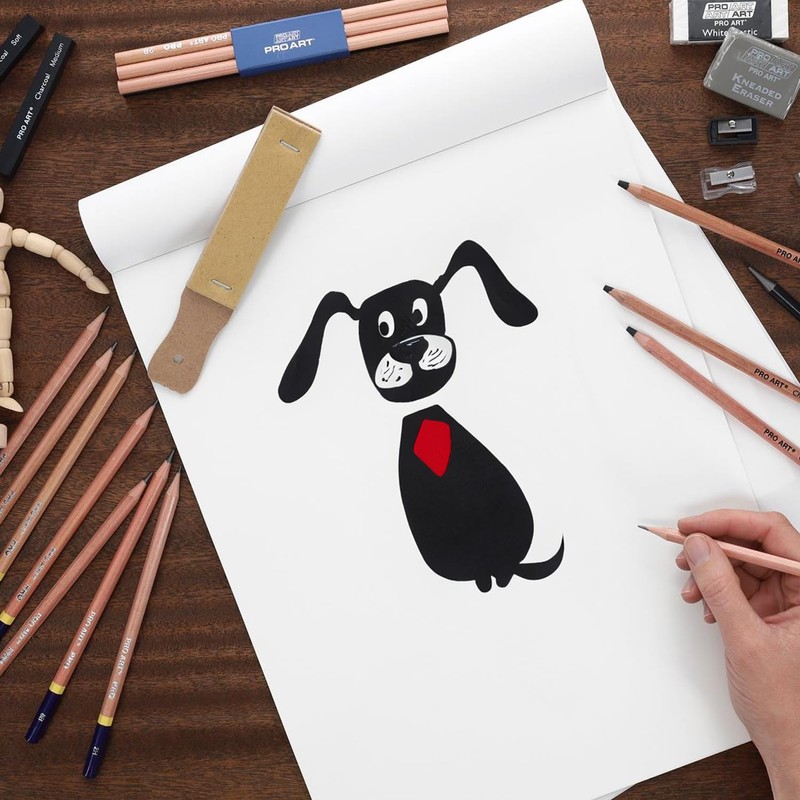 Pro Art 3 Degree Pencil Set Charcoal & White 4pc