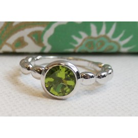 Peridot Edelstein Bubble Sterling Silber ring Natürlicher Edelstein - Geburtstagsgeschenk - Weihnachtsgeschenk - Handgefertigte Geschenkideen für Frauen (Größe: US Size 6 / Diameter 16.5)