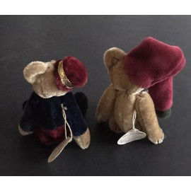 Boyds Lot of  2- Boyds Bears 3" Mini Timothy F & Twizzle F Wuzzie Christmas Bears