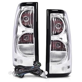 PIT66 Tail Lights Compatible with 2003 2004 2005 2006 Chevy Silverado Pickup Driver and Passenger Side Clear Lens GM2800174, GM2801174(w/wiring harness) Rear Light Lamp Assembly