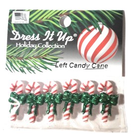 Left Candy Cane - Holiday Collection by Dress it Up Buttons & Embellishments - 6 Pieces