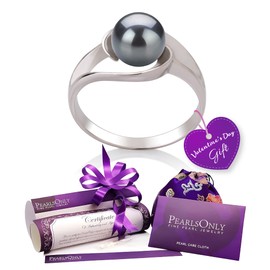 Clare Black 6-7mm AAA Quality Freshwater 925 Sterling Silver Cultured Pearl Ring - Size-8