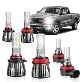 ETOILUMI 6PCS Ram High Low Beam Fog Light Bulbs Combo Compatible with Dodge Ram 1500 2500 3500 2019 2020 2021, 6500K Cool White Plug and Play