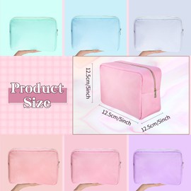 Sweetude 6 Pcs Nylon Makeup Bag Travel Purse Organizer Toiletry Bag for Women Waterproof Cosmetic Pouch Multicolor Makeup Organizer Cosmetic Zipper Pouches Coin Purse Girls Teens Kids (L)