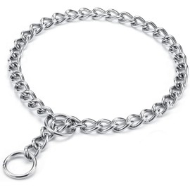 Chain Choke Collar for Dogs, Metal Slip Link Training Heavy Duty Dog Collar Martingale Puppy Collars for XXS XS Small Medium Large Big XL Breed Dogs (Silver, XS)