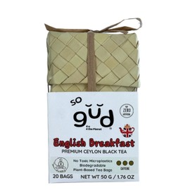 so gud English Breakfast Ceylon Black Plastic-Free Tea Bags | Fine Ceylon Loose Leaf Tea perfect with milk | Breakfast Teabags (20 Tea Bags - Palm Leaf Box)