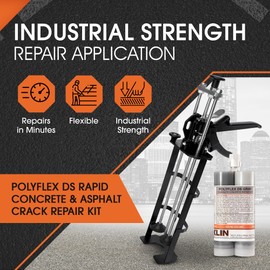Roklin Systems, Inc. - Polyflex DS Asphalt Crack Sealer, Quick-Drying Concrete Crack Filler Repair Kit with Cartridge Plus Gun for Pavement Maintenance and Home Improvement, 21 oz, Gray