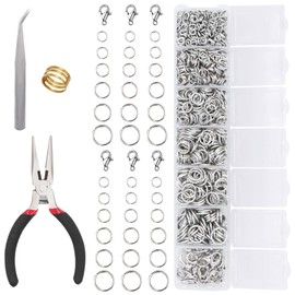 JOJOPLAY All Size Open Jump Ring and Lobster Clasps Kit for Jewelry Repair Tools Jewelry Making Accessories for Necklace Bracelets Earring Jewelry Making Repair (Silver)