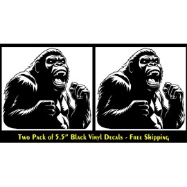 Signage Cafe Kong Gorilla Ready to Fight Two 5.5" Black Vinyl Decal Car Truck Door Bumper