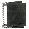 Luxury Leather Biker Wallet with Chain 10 cm Black, black,