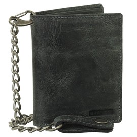 Luxury Leather Biker Wallet with Chain 10 cm Black, black, Modern