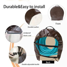 KUAINICE Garden Wall-mounted Hose Reel Cover,Freestanding Garden Hose Holder Hanger Cover, Protect Your Garden Hose and prolong its Life, Waterproof, Sunlight and Snowproof (Brown)