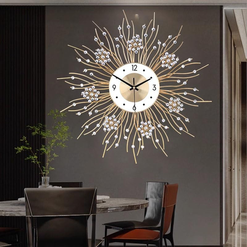 Large Wall Clocks, Silent Sunflower Shape Chic Decorative Wall Clock,