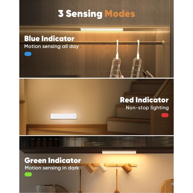 Under Cabinet Lighting, 3 Color Temperatures Motion Sensor Light Indoor