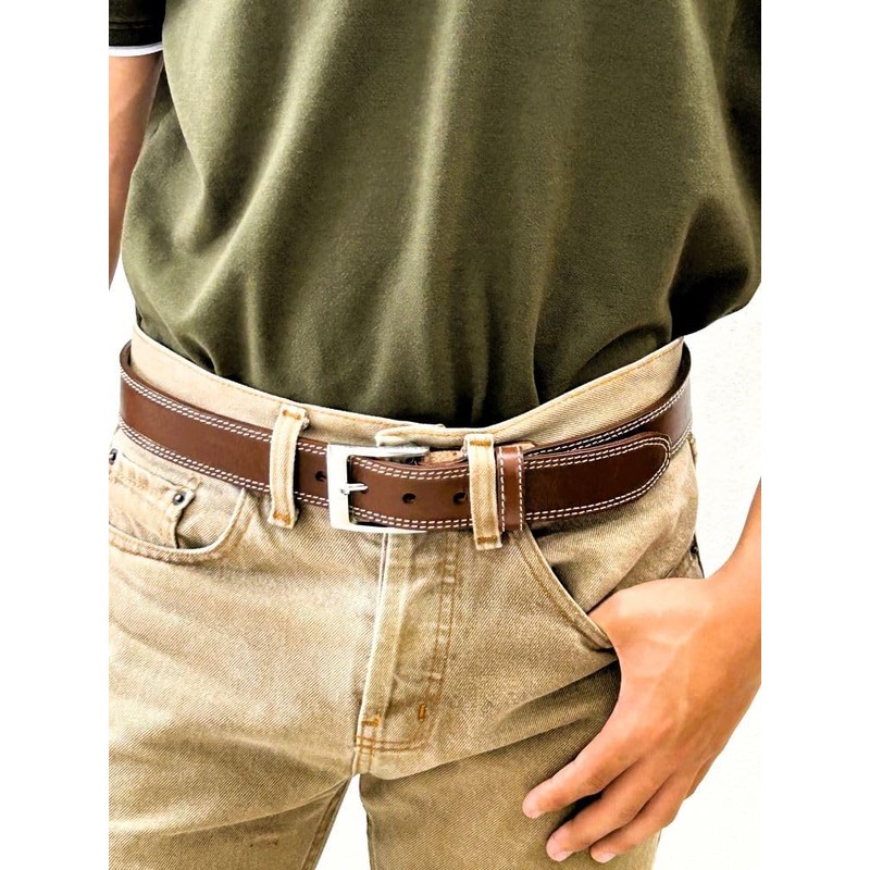 Equis Erre Cinturones de Cuero Genuino para Hombre con Hebilla