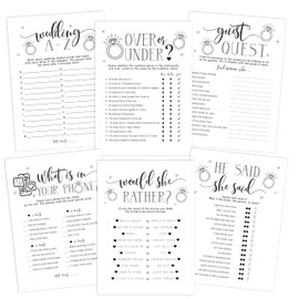 Your Main Event Prints Fun Wedding Bridal Shower Games, Minimalist Black and White Games for Bridal Shower, Fun & Interactive Ice Breaker Game Bundle, 6 Games Included