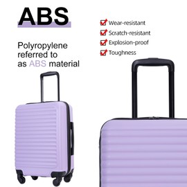 Tripcomp Carry On Luggage Lightweight Hardside suitcase with Spinner Wheels, Carry-On 20-inch, Lavender