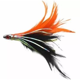 Extreme Fishing ORANGE BLACK FEATHER RIGGED SALTWATER FISHING LURE TUNA,MAHI,DOLP