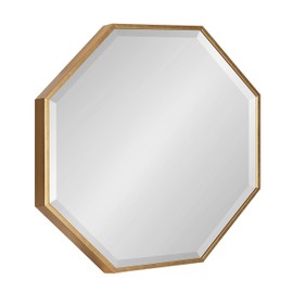 Kate and Laurel Rhodes Mid-Century Modern Octagon Wall Mirror, 18 x 18, Gold, Chic Geometric Home Decor