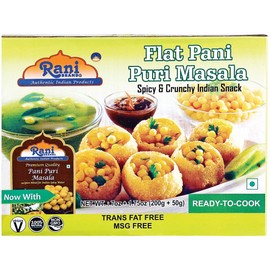 Rani Pani Puri Coins (Uncooked, Microwaveable wheat and Semolina Coins) 7oz (200g) with Pani Puri Masala (14-Spice Blend for Indian Spicy Water) 3.5oz (100g) ~ All Natural | Vegan | NON-GMO