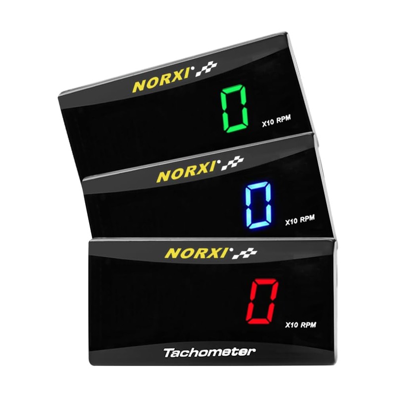 Norxi Universal Motorcycle Tachometer, Vehicle RPM Meter, Waterproof Digital Tachometer,