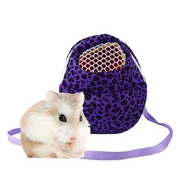 Three Sizes Small Pets Carrier Bag Hedgehog Hamster Mouse Outgoing Bags Leopard Portable Travel Backpack with S, Purple-M