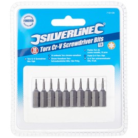Silverline 718109 T4 Cr-V Screwdriver Bits 10pk T4