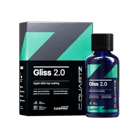 CARPRO Gliss 2.0 - Ceramic Coating for Cars - Hydrophobic Topcoat – Extreme Slickness & Water Spot Protection w/Microfiber Applicators - Repels Oil, Dirt & Grime Making Car Easy to Clean - 50ml Kit