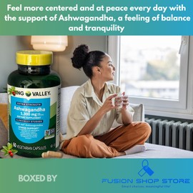 Spring Valley Ashwagandha ksm 66- Extra Strength 1300mg 60 Capsules (Pack of 1), Boxed by Fusion Shop Store