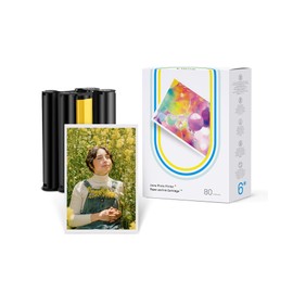 Liene Amber M100/M200/M110/M210 Original Refill Set: 80 Sheets 10 x 15 cm (4 x 6 Inch) Photo Paper + 2 Ribbons, Thermosublimation, Splash & Oxidation Protection. Only for DHP512/DHP513/DHP514/DHP515