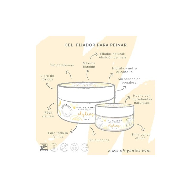 OH! GANICS Gel Fijador para Peinar a tu Bebé 200