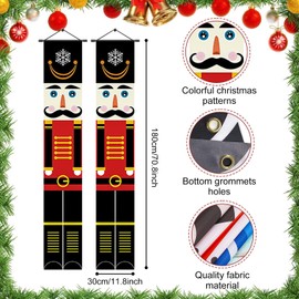 JWDMHSJ Nutcracker Christmas Banner, Christmas Nutcracker Soldier Banner, Christmas Nutcracker Banner, Outdoor Christmas Decoration, for Front Door, Porch, Garden, Indoor and Outdoor Use