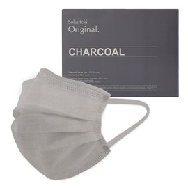 Refreshing Comfortable Non-woven Mask, Japanese Mechanism Certified, Ear Pain-Resistant, 50 Sheets + 1 Sheet, Color Mask, Adult Large Size, Normal, Approx. 6.9 x 3.7 inches (17.5 x 9.5 cm), Charcoal